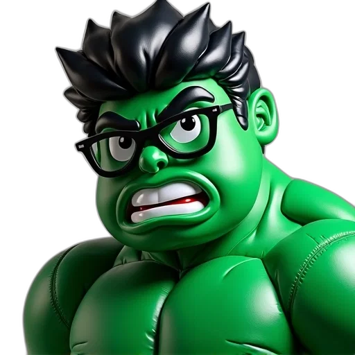 face, 3d render, comic book art, cartoon, photorealistic, inflatable, hulk, superhero transparent PNG cut-out
