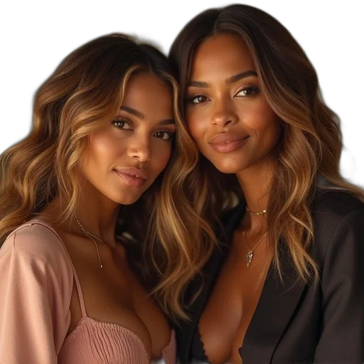photorealistic, earth tones, beyonce, jayy, posing, selfies transparent PNG cut-out