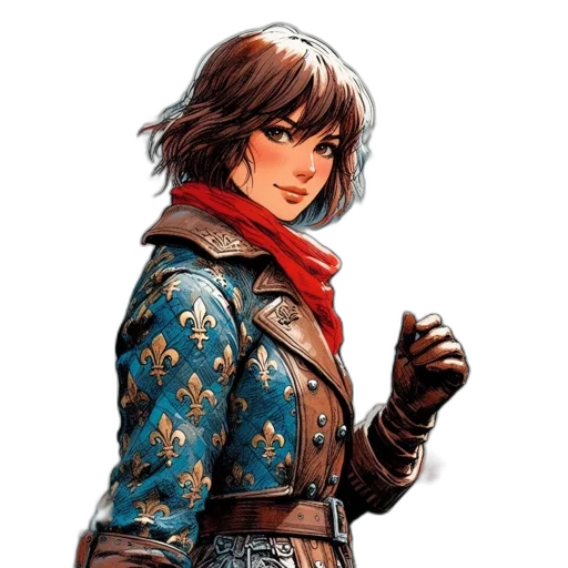 jacket, face, staff, weapon, concept art, fantasy art, comic book art, pixel art transparent PNG cut-out