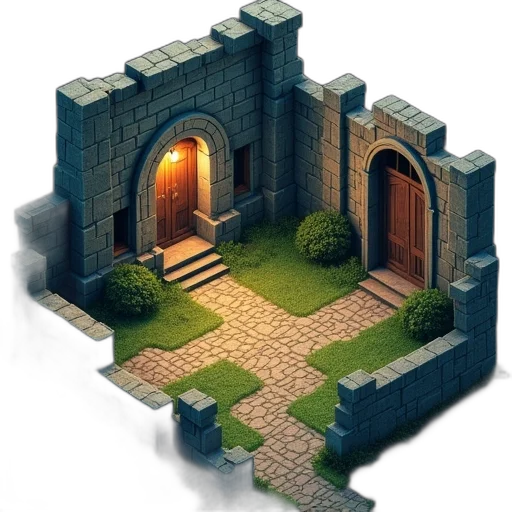 building, 3d render, concept art, pixel art, fantasy art, screenshot, game, where transparent PNG cut-out