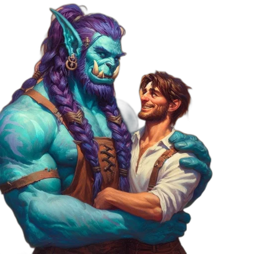fantasy art, concept art, pixel art, comic book art, blue, two, males, one transparent PNG cut-out