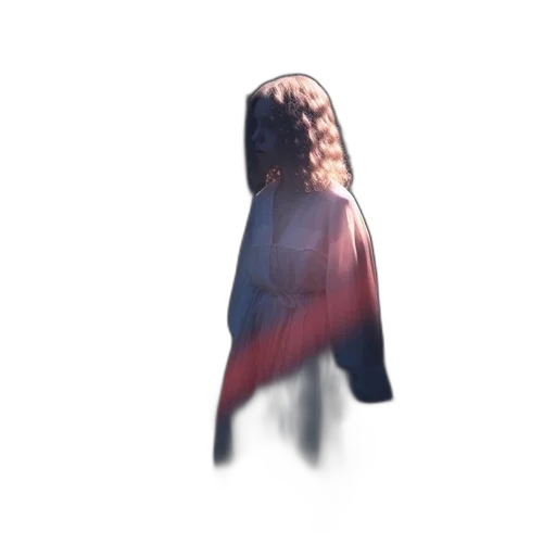 hair, dress, creature, mask, 3d render, vaporwave, concept art, pixel art transparent PNG cut-out