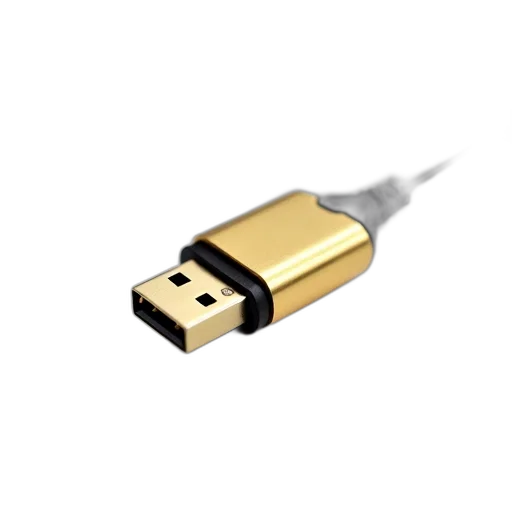 jewelry, weapon, 3d render, gold-colored, usb, flash, drive, black transparent PNG cut-out
