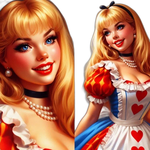 dress, photorealistic, fantasy art, comic book art, concept art, illustrated, portrayal, alice transparent PNG cut-out
