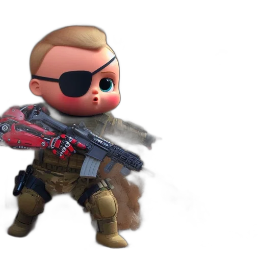 weapon, concept art, 3d render, cyberpunk, pixel art, stylized, baby-like, character transparent PNG cut-out
