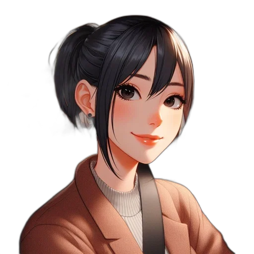 staff, face, jacket, weapon, anime, pixel art, cartoon, concept art transparent PNG cut-out