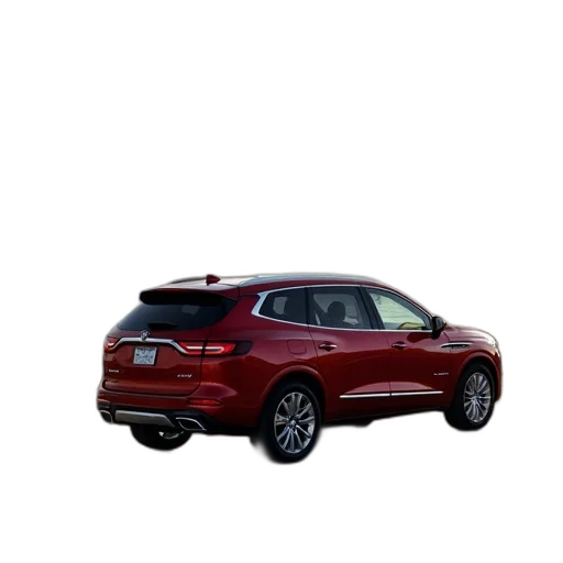 car, 3d render, red, buick, enclave, shown, road, near transparent PNG cut-out