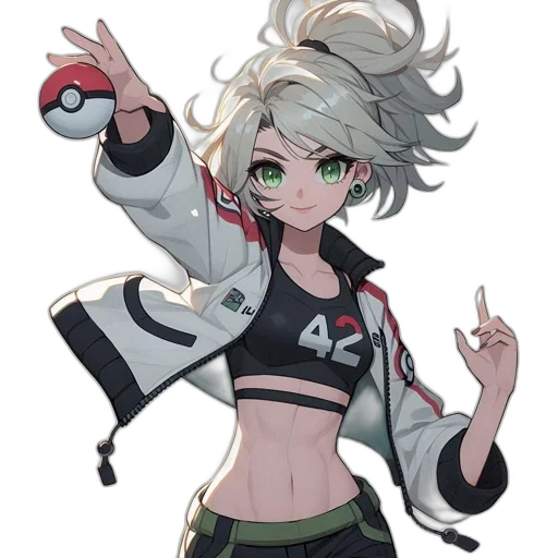 jacket, staff, hair, weapon, concept art, anime, pixel art, cartoon transparent PNG cut-out