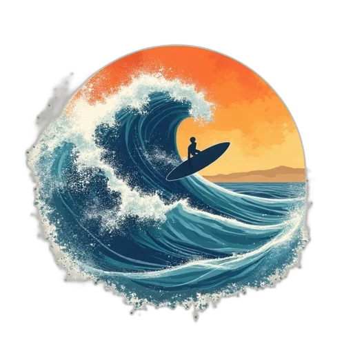 watercolor, fantasy art, concept art, pixel art, underwater, beach, blue, surf transparent PNG cut-out