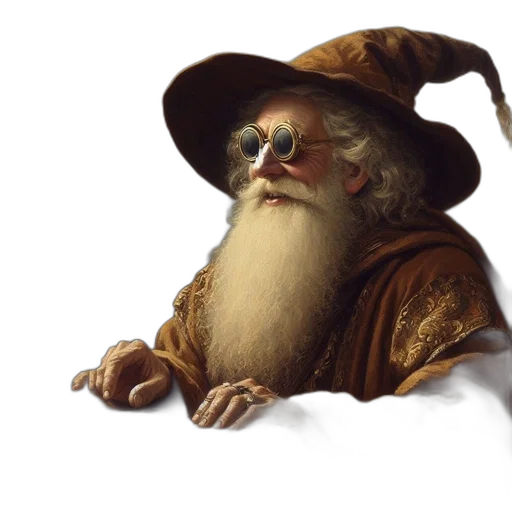 hat, mask, face, staff, fantasy art, photorealistic, concept art, 3d render transparent PNG cut-out