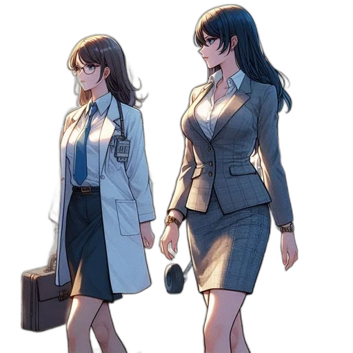 jacket, dress, concept art, anime, cartoon, 3d render, city street, neon lights transparent PNG cut-out