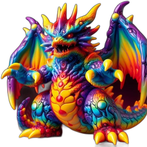 dragon, creature, animal, fantasy art, concept art, 3d render, pixel art, psychedelic transparent PNG cut-out