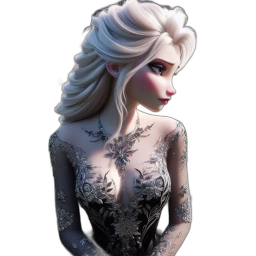 dress, jewelry, crown, face, concept art, fantasy art, 3d render, cartoon transparent PNG cut-out