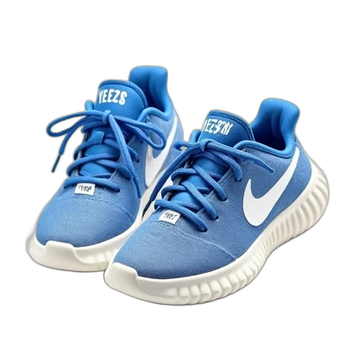 shoes, 3d render, blue, pair, white, sneakers, sole, laces transparent PNG cut-out