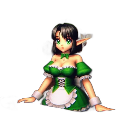dress, staff, dragon, fantasy art, 3d render, pixel art, concept art, green transparent PNG cut-out