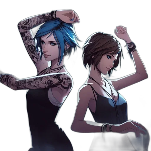 dress, concept art, cyberpunk, comic book art, cartoon, neon lights, blue, monochrome transparent PNG cut-out