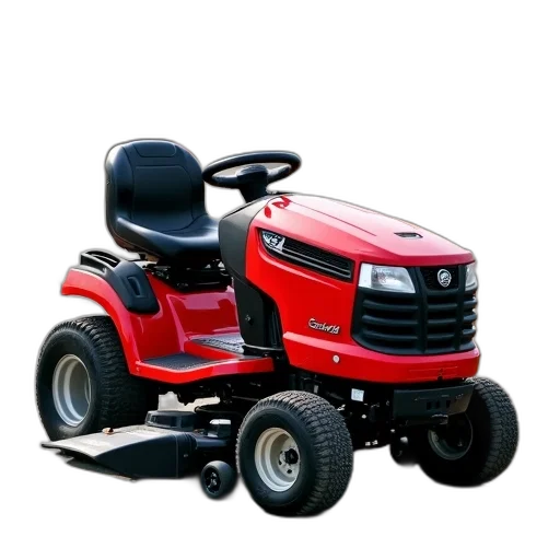 robot, car, 3d render, photorealistic, red, black, lawn, mower transparent PNG cut-out