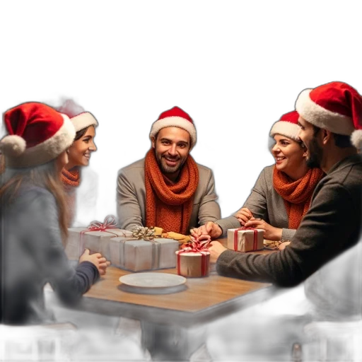 3d render, photorealistic, concept art, group, people, sitting, around, table transparent PNG cut-out