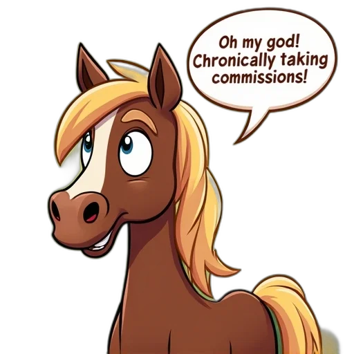 creature, cartoon, pixel art, anime, concept art, horse, long, flowing transparent PNG cut-out