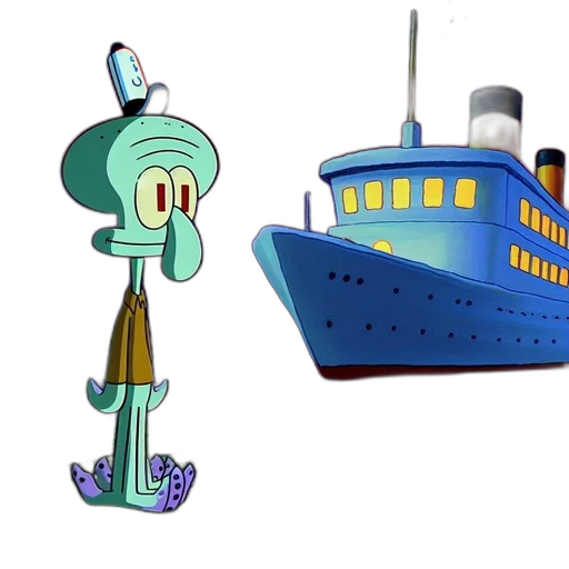 concept art, cartoon, 3d render, underwater, episode, spongebob, squarepants, squidward transparent PNG cut-out