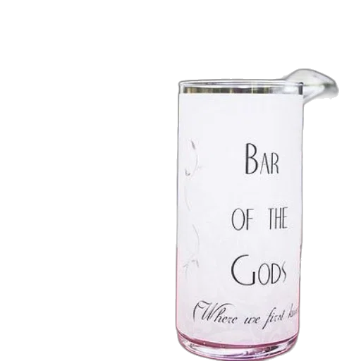 bottle, glass, words, bar, gods, written, sits, table transparent PNG cut-out