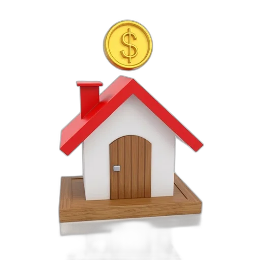 3d render, rendered, image, house, red, roof, brown, door transparent PNG cut-out