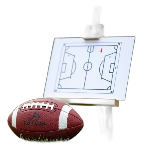 football, placed, grassy, field, next, wooden, easel, whiteboard transparent PNG cut-out