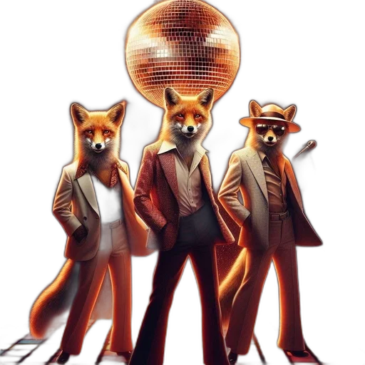 staff, concept art, comic book art, pixel art, 3d render, three, anthropomorphic, foxes transparent PNG cut-out