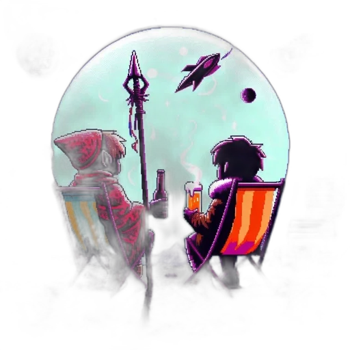 robot, sword, weapon, umbrella, concept art, fantasy art, pixel art, comic book art transparent PNG cut-out