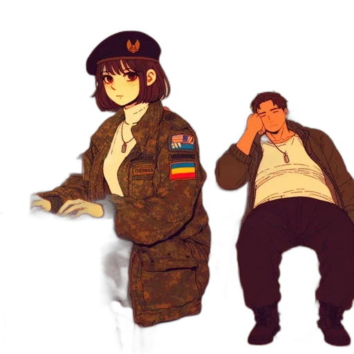 jacket, hat, weapon, anime, pixel art, concept art, cyberpunk, fire transparent PNG cut-out