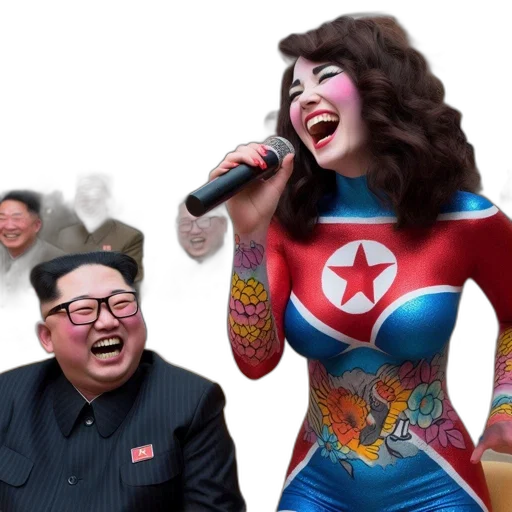 concept art, comic book art, cartoon, woman, sings, into, microphone, surrounded transparent PNG cut-out