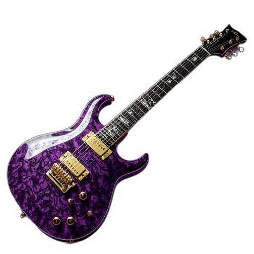 weapon, 3d render, photorealistic, purple, electric, guitar, glossy, finish transparent PNG cut-out