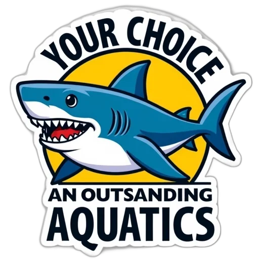sticker, featuring, cartoon, shark, wide, toothy, grin, stylized transparent PNG cut-out