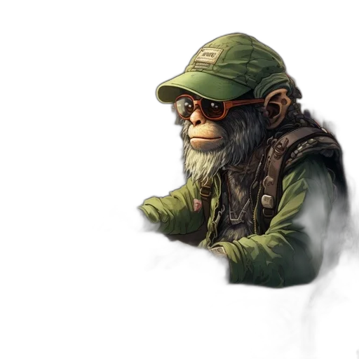 animal, creature, jacket, concept art, fantasy art, photorealistic, 3d render, green transparent PNG cut-out