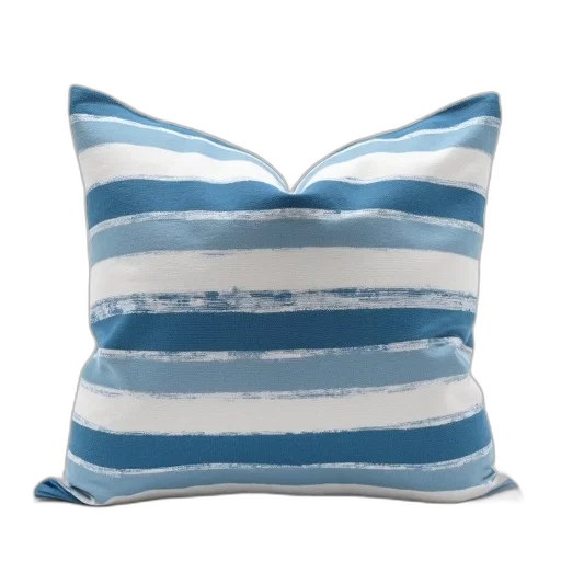 blue, monochrome, white, striped, pillow, textured, surface, displayed transparent PNG cut-out
