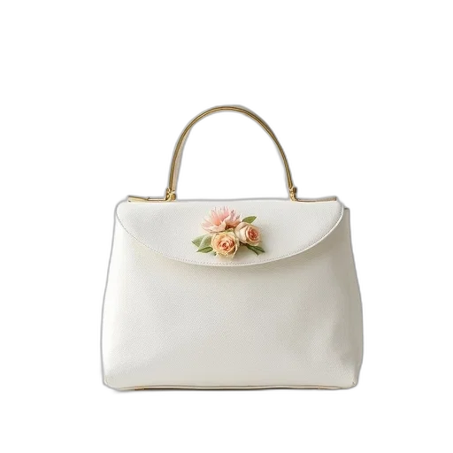 jewelry, pastel, white, handbag, golden, handle, floral, pattern transparent PNG cut-out