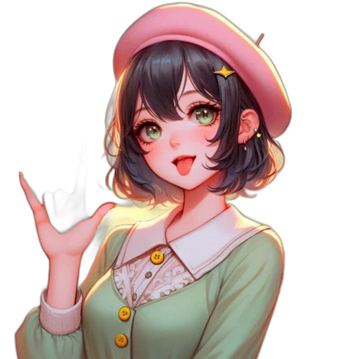 hat, staff, face, flower, anime, pixel art, fantasy art, watercolor transparent PNG cut-out