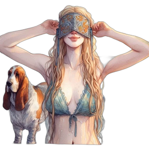 mask, dress, hat, crown, concept art, fantasy art, photorealistic, watercolor transparent PNG cut-out
