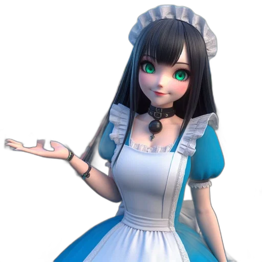 dress, staff, robot, face, 3d render, anime, concept art, fantasy art transparent PNG cut-out