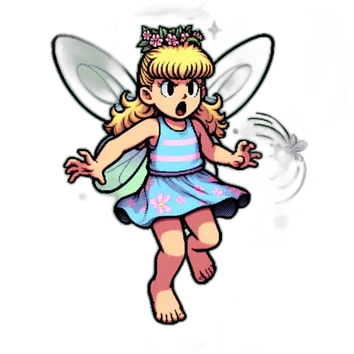 staff, pixel art, concept art, cartoon, fantasy art, pastel, blonde-haired, fairy transparent PNG cut-out
