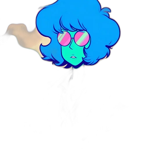 staff, hair, creature, face, vaporwave, concept art, pixel art, cartoon transparent PNG cut-out