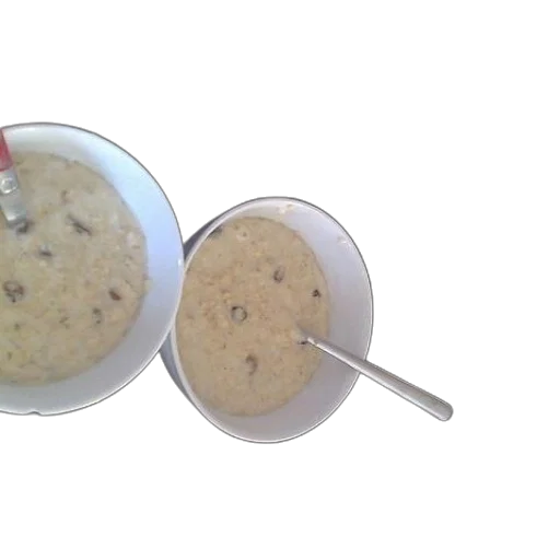 food, 3d render, three, bowls, oatmeal, raisins, black, countertop transparent PNG cut-out