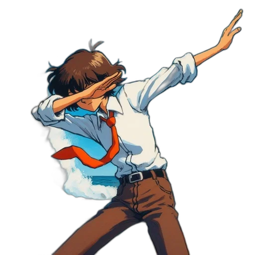 jacket, staff, robot, mask, concept art, anime, cartoon, comic book art transparent PNG cut-out