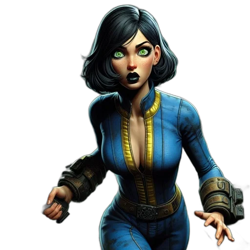 concept art, comic book art, fantasy art, 3d render, industrial, setting, woman, distinctive transparent PNG cut-out