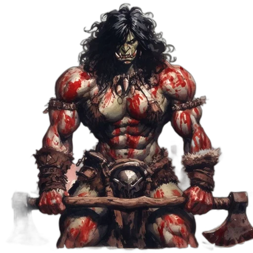 concept art, fantasy art, comic book art, pixel art, fierce, bloodstained, creature, emerald transparent PNG cut-out