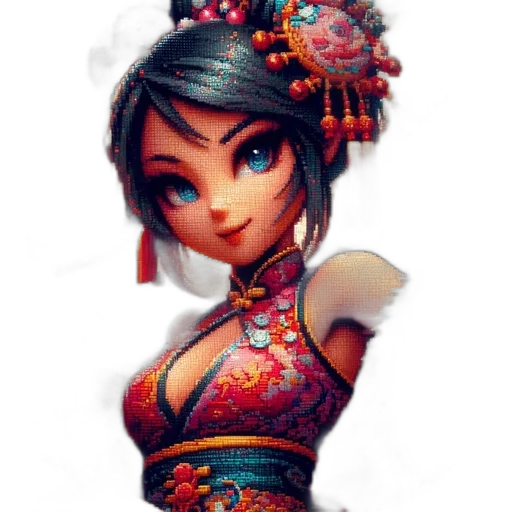 dress, face, robot, flower, fantasy art, oil painting, concept art, pixel art transparent PNG cut-out
