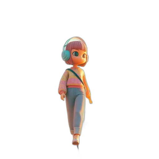 robot, staff, dress, creature, 3d render, concept art, vaporwave, cartoon transparent PNG cut-out
