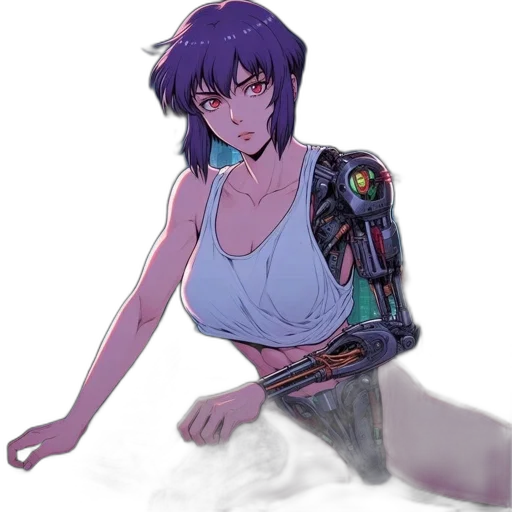 robot, weapon, dress, jacket, cyberpunk, concept art, vaporwave, anime transparent PNG cut-out