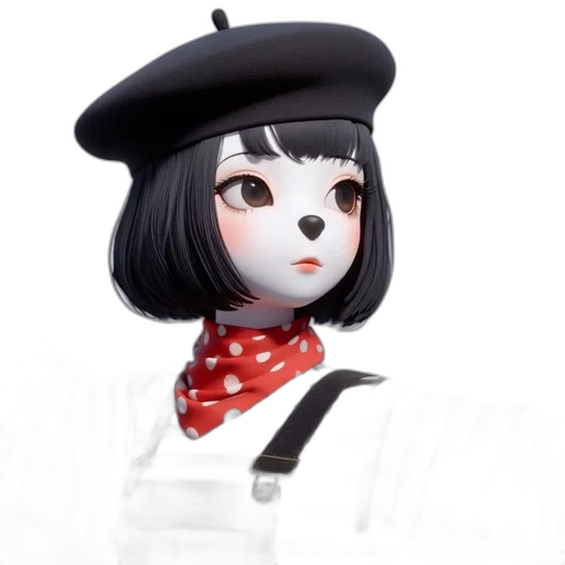 hat, staff, robot, mask, 3d render, concept art, fantasy art, anime transparent PNG cut-out