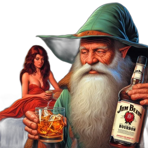 fantasy art, photorealistic, concept art, oil painting, fire, old, wizard, holds transparent PNG cut-out